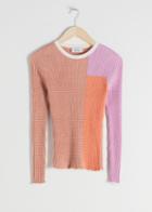Other Stories Cotton Blend Colour Block Top - Orange