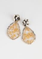 Other Stories Gold Flake Hanging Earrings - White