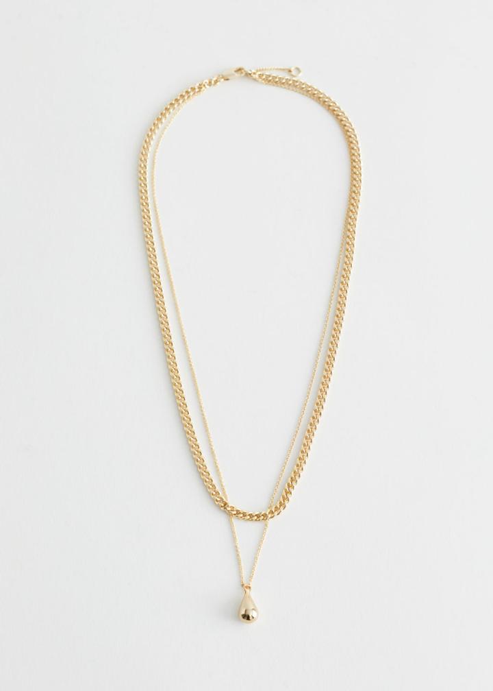 Other Stories Layered Droplet Pendant Necklace - Gold