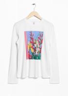 Other Stories Floral Graphic Long Tee - White