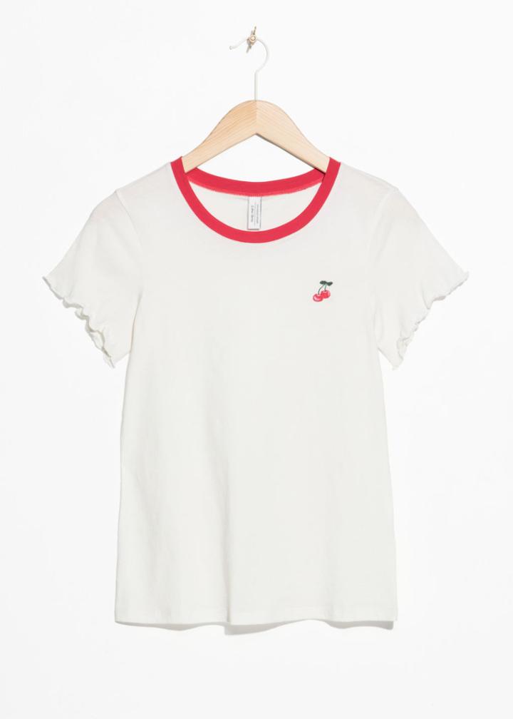 Other Stories Cherry Print Tee - White