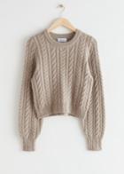 Other Stories Boxy Cable Knit Sweater - Beige