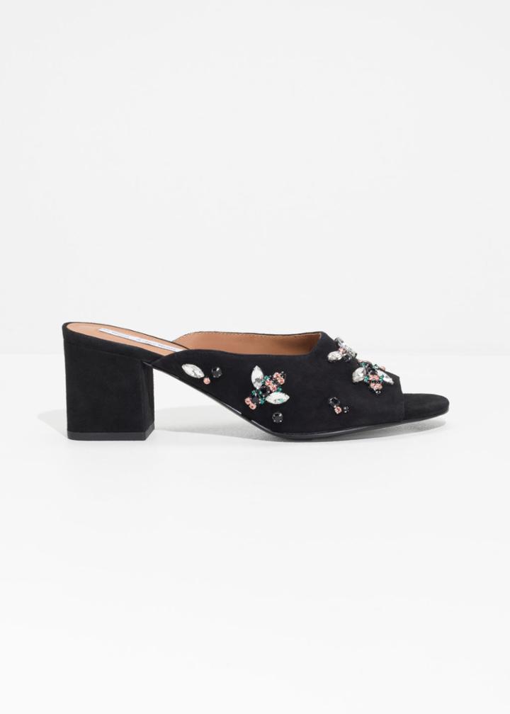 Other Stories Open Toe Heeled Mules - Black