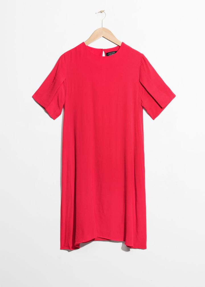 Other Stories Flared Sleeve Slit Dress - Red