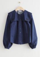 Other Stories Embroidered Collar Denim Blouse - Blue