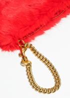 Other Stories Faux Fur Clutch With Chain - Red