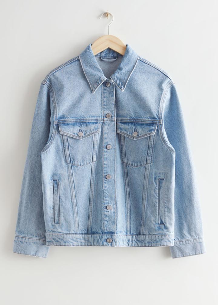 Other Stories Oversized Buttoned Denim Jacket - Blue