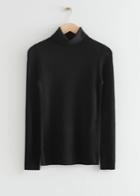 Other Stories Fitted Merino Knit Turtleneck - Black