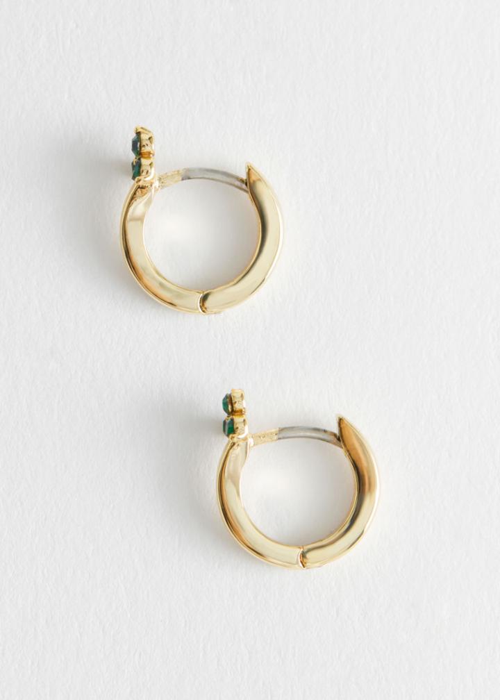 Other Stories Tripple Glass Stone Hoop - Green