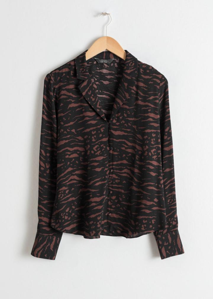 Other Stories V-neck Button Down Blouse - Brown