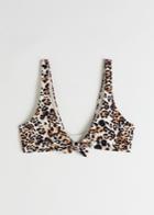 Other Stories Leopard Tie Bikini Top - White