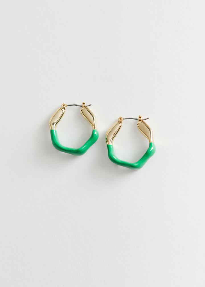 Other Stories Wavy Hoop Earrings - Green