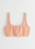 Other Stories Ruched Square Neck Bikini Top - Orange