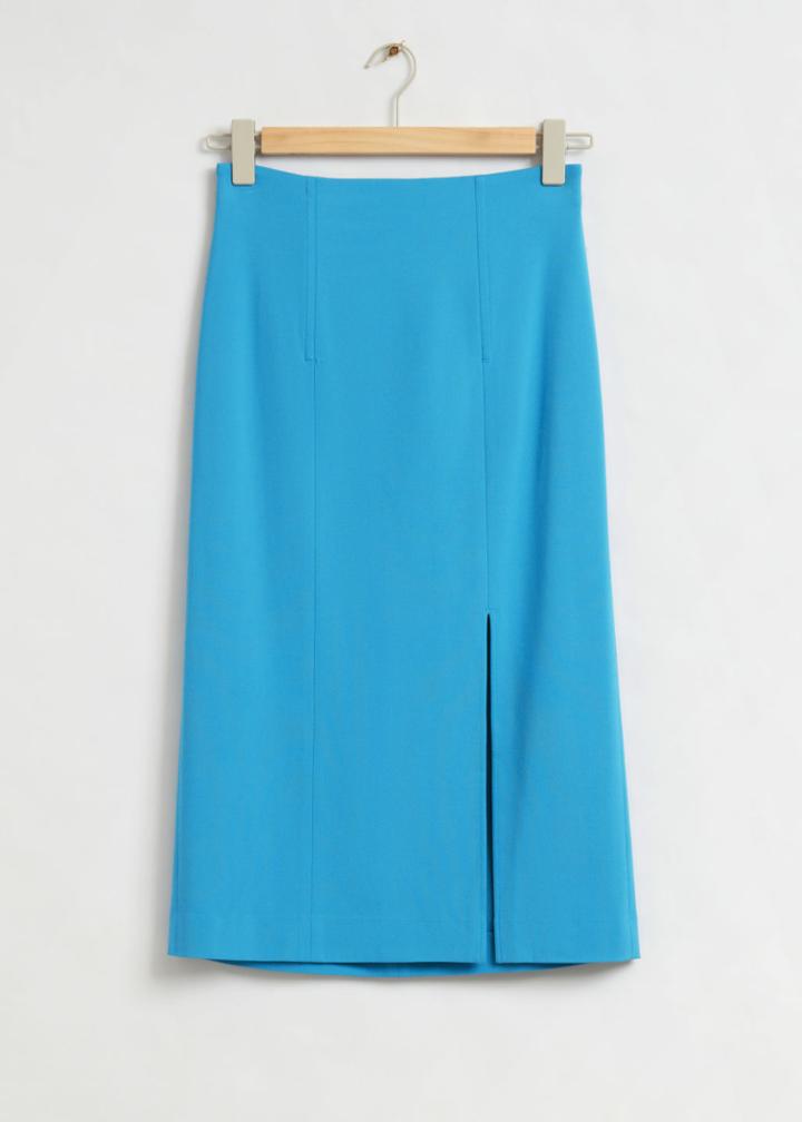 Other Stories Fitted High-waist Pencil Skirt - Blue