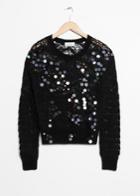 Other Stories Sequins Mohair And Wool Sweater - Black