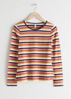 Other Stories Long Sleeve Striped Cotton Tee - Pink