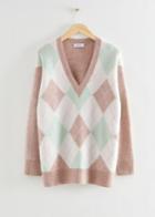 Other Stories Oversized Mohair Argyle Patterned Sweater - Rust