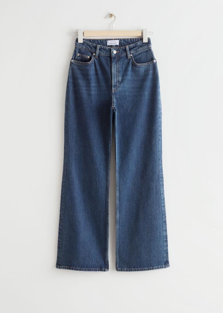 Other Stories Wide Leg Cropped Jeans - Blue