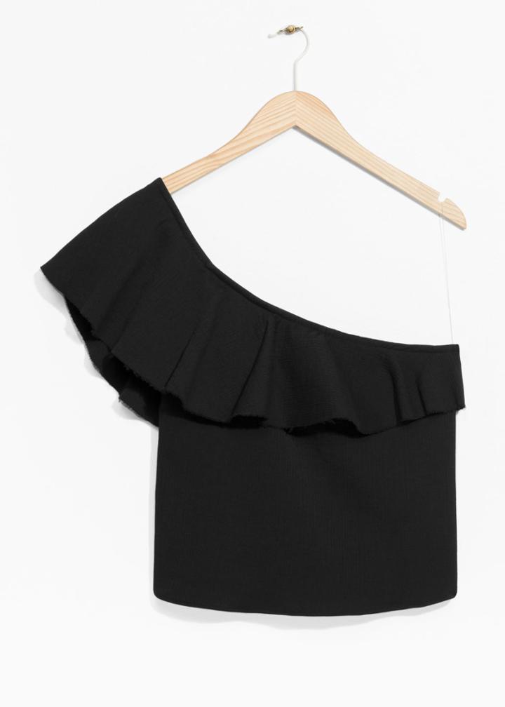 Other Stories One Shoulder Frill Top - Black