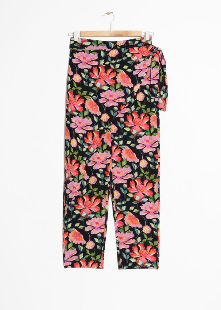 Other Stories Peony Print Trousers - Black