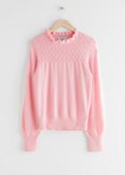 Other Stories Ruffled Collar Wool Knit Sweater - Pink