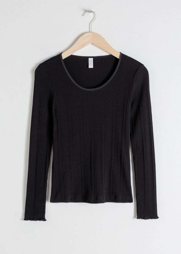 Other Stories Scoop Neck Cotton Top - Black