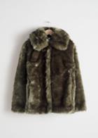 Other Stories Short Faux Fur Jacket - Green
