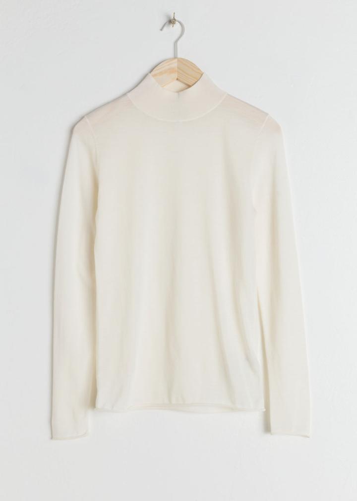 Other Stories Fitted Merino Wool Turtleneck - White