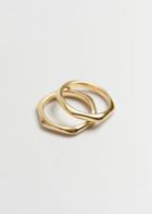 Other Stories Rounded Hexagon Ring Set - Gold