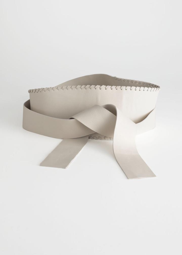 Other Stories Braided Leather Belt - Grey