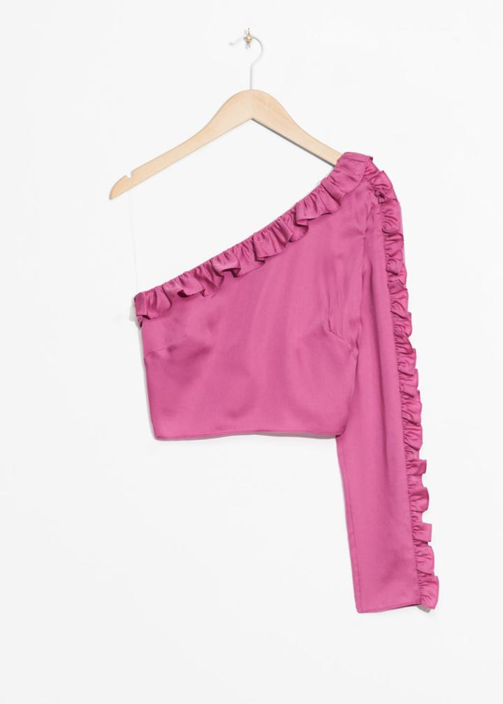Other Stories Frill One Shoulder Top - Pink