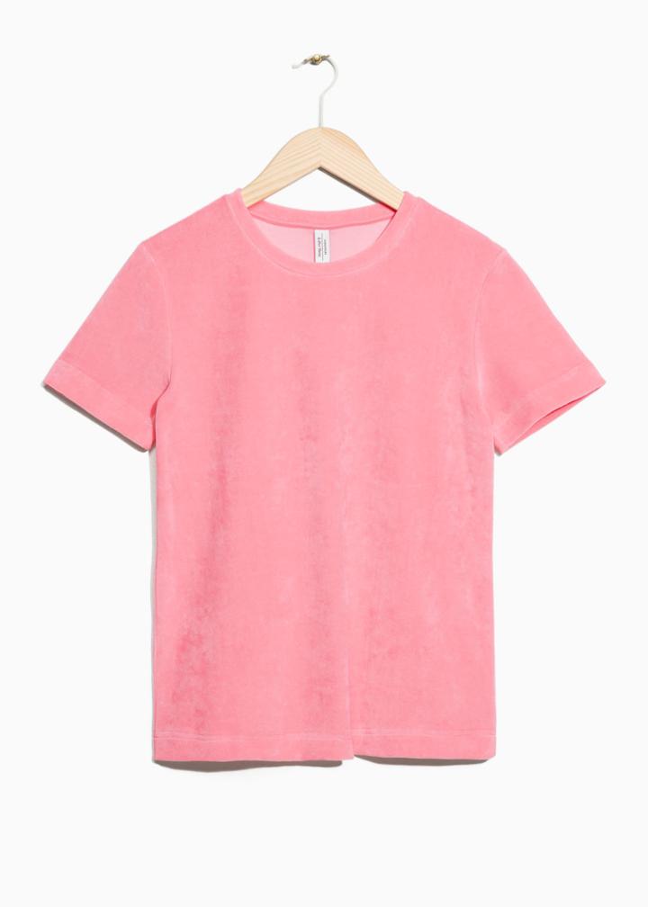 Other Stories Velour T-shirt - Pink