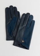 Other Stories Duo Leather Suede Gloves - Blue