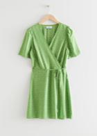 Other Stories Printed Scallop Wrap Mini Dress - Green
