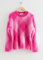 Other Stories Diagonal Plaid Mohair Jumper - Pink