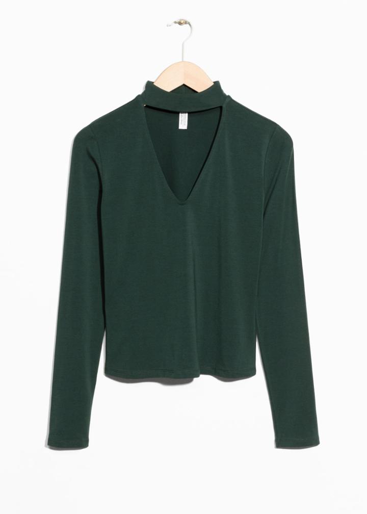 Other Stories Deep-v Cut Out Top - Green