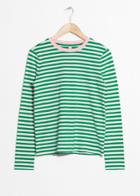 Other Stories Striped Long Sleeve Tee - Green