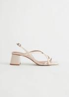 Other Stories Strappy Block Heel Leather Sandals - White