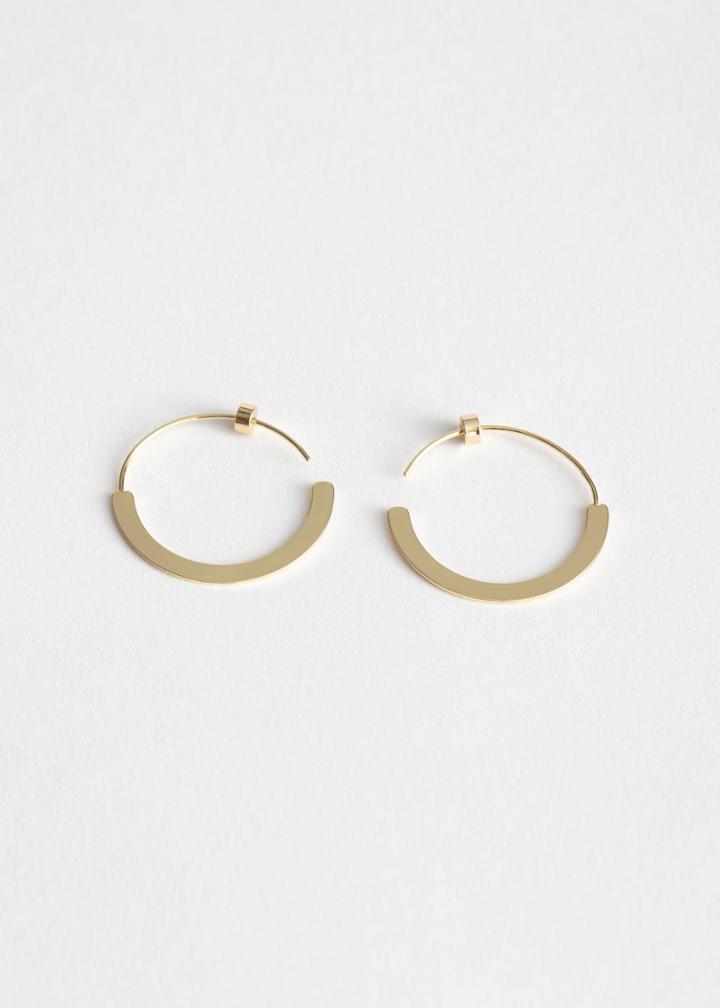 Other Stories Flat Disc Hoop Earrings - Gold