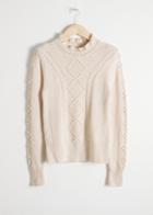 Other Stories Cable Knit Bobble Sweater - White