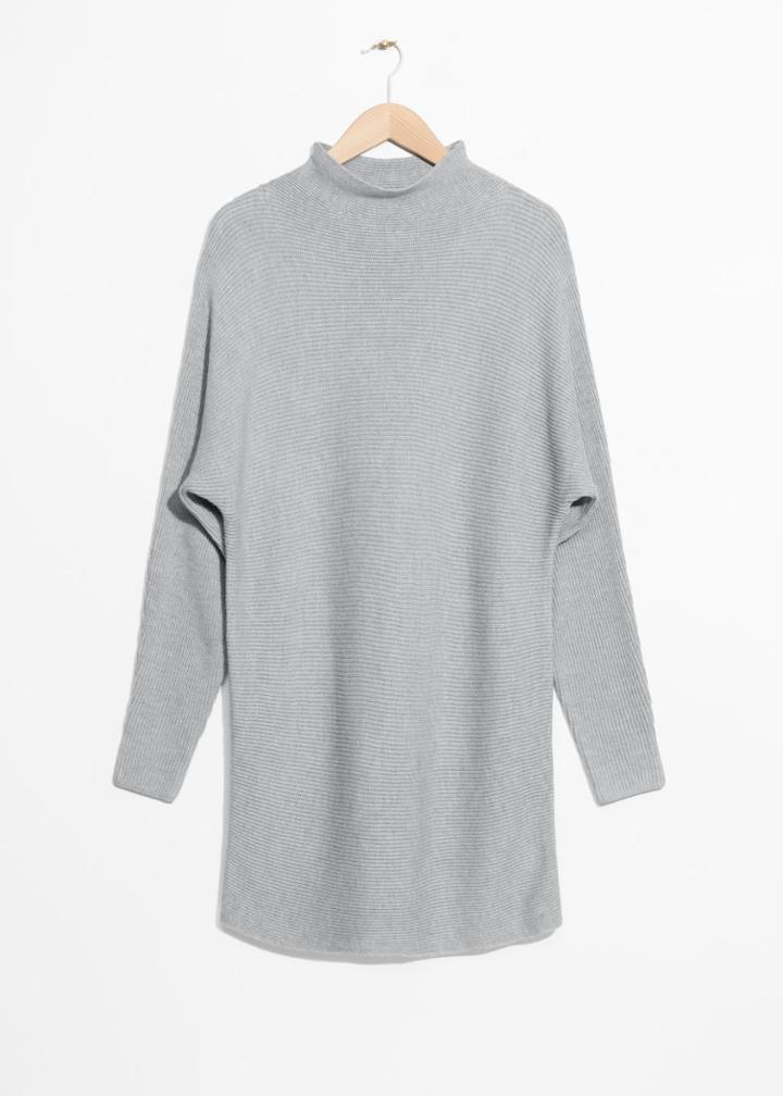 Other Stories Raised Neck Sweater Dress - Grey