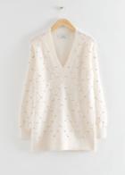 Other Stories Rhinestone Embellished Wool Sweater - White