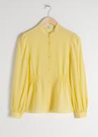 Other Stories Ruched Silk Blouse - Yellow