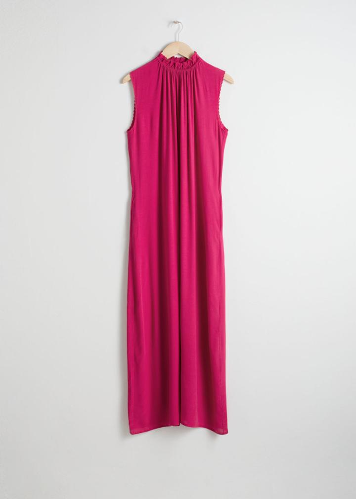 Other Stories Scalloped Mock Neck Maxi Dress - Pink