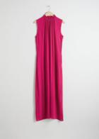 Other Stories Scalloped Mock Neck Maxi Dress - Pink