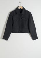 Other Stories Linen Blend Cropped Workwear Jacket - Black