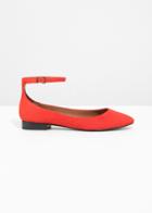 Other Stories Ankle Strap Suede Ballerinas - Red
