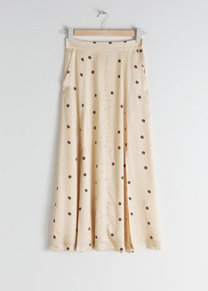 Other Stories Satin Coffee Bean Midi Skirt - Beige