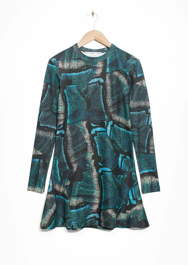 Other Stories Blue Morph Print Dress
