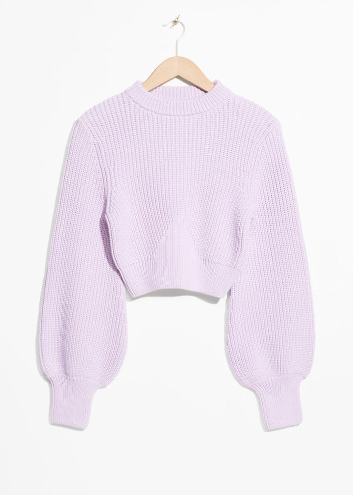 Other Stories Cropped Mock Neck Sweater - Purple